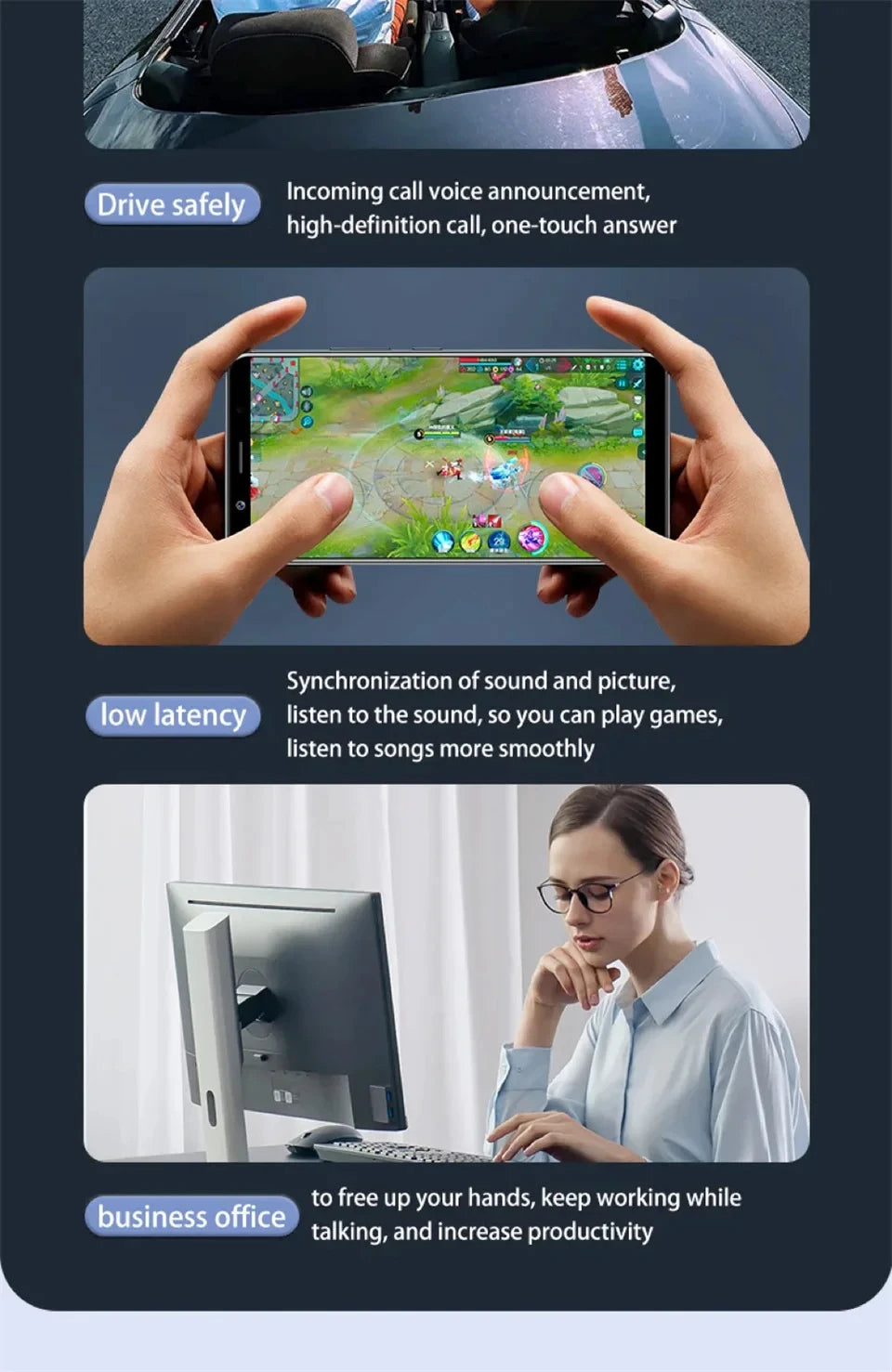 Wireless Single Ear Buds with Earhooks Bt 5.3 Earpiece Sports Headphones Over-Ear Running Workout Wrap-Around Earbuds