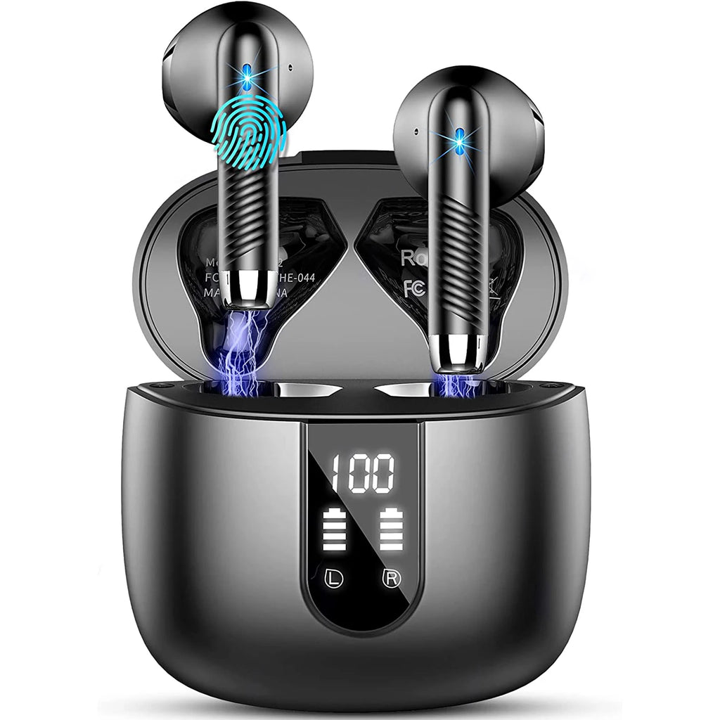 HE050A Wireless Earbuds, Bluetooth 5.3, 4 ENC Noise Canceling Mic, 40H LED Display Charging Case, IP7 Waterproof in-Ear Earbuds.
