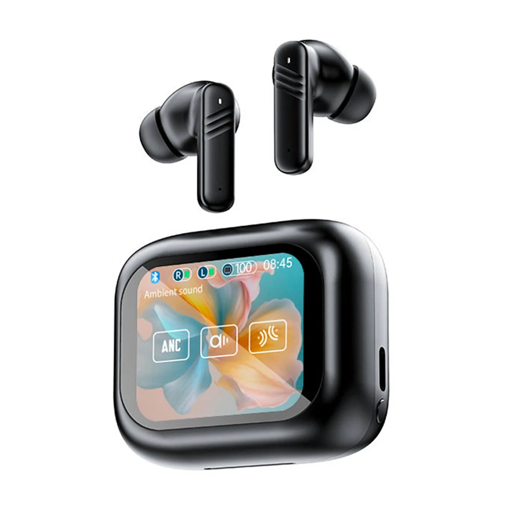Wireless Earbuds With Touch Screen In-Ear Earphone ANC Noise Cancellation Long Battery ENC Mic Compatible For IOS Android