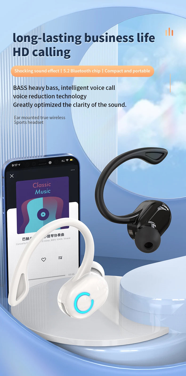 Wireless Headphones Bluetooth 5.0 Earphones With Mic Single in-Ear Sports Waterproof TWS Earbuds Bluetooth Handsfree Headset