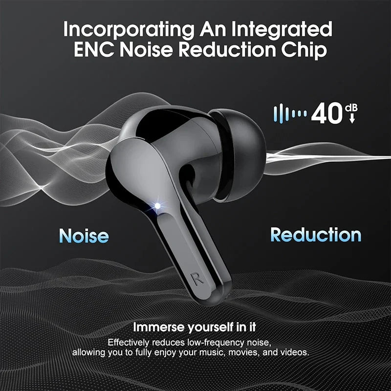 Wireless Earbuds BT5.3 Headphones HiFi Stereo EarBuds with ENC Noise Cancelling Mic 48H LED Display IP7 Waterproof Earphones