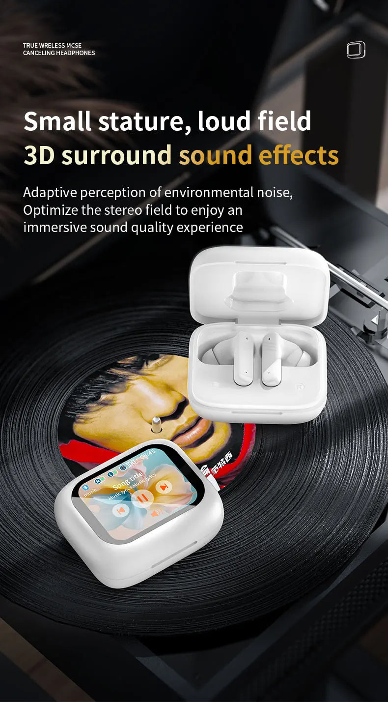 2025 New Wireless Earbuds With Touch Screen In-Ear Earphone ANC Noise Cancellation Long Battery ENC Compatible With IOS Android