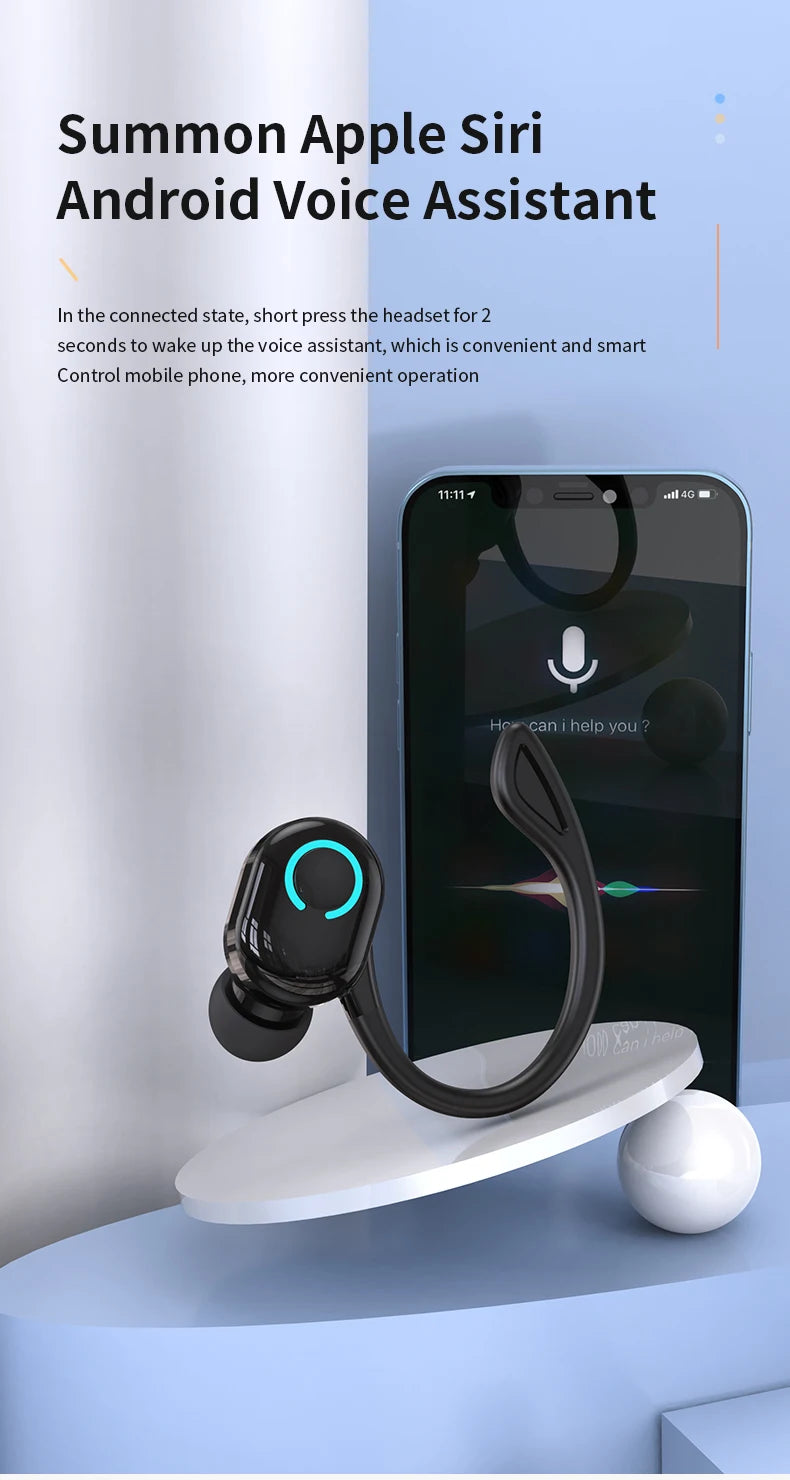 Wireless Headphones Bluetooth 5.0 Earphones With Mic Single in-Ear Sports Waterproof TWS Earbuds Bluetooth Handsfree Headset