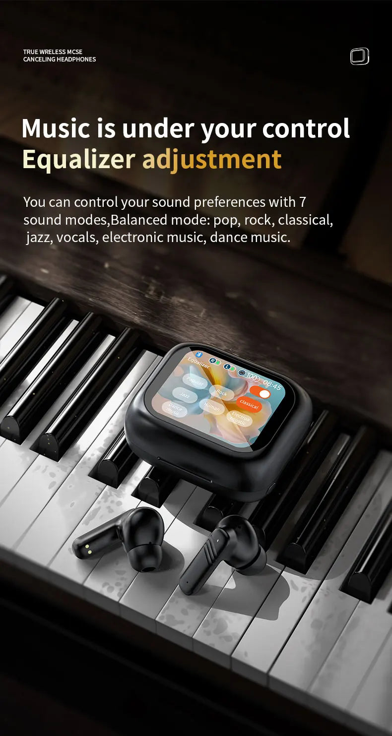 2025 New Wireless Earbuds With Touch Screen In-Ear Earphone ANC Noise Cancellation Long Battery ENC Compatible With IOS Android