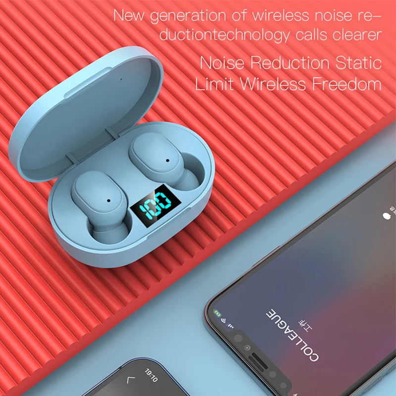 TWS E6S Wireless Earphones Bluetooth 5.0 Headphones Waterproof Earbuds LED Display HD Stereo Bass Mic For Xiaomi iPhone Huawei