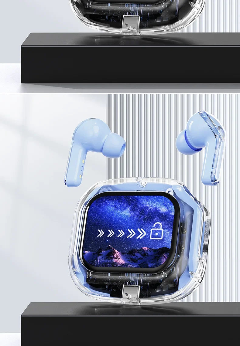 True Wireless Bluetooth Earbuds 5.4 Earphones ANC Noise Reduction Stereo Bass HD Mic Gamer Headset with LED Touch Screen Control