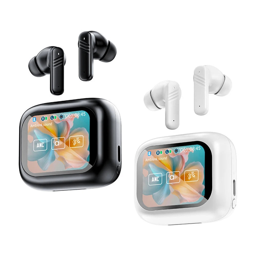 Wireless Earbuds With Touch Screen In-Ear Earphone ANC Noise Cancellation Long Battery ENC Mic Compatible For IOS Android