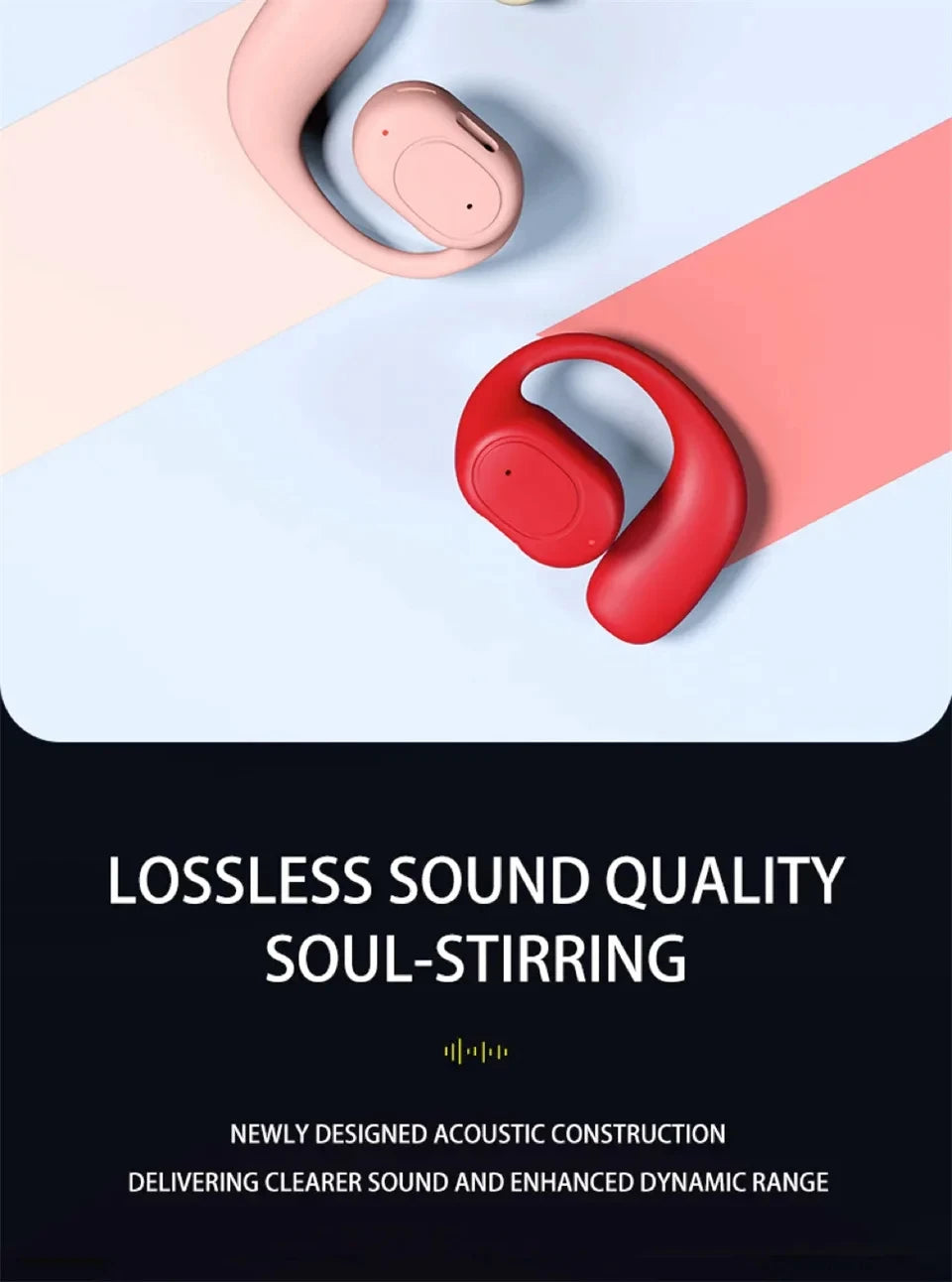 Wireless Single Ear Buds with Earhooks Bt 5.3 Earpiece Sports Headphones Over-Ear Running Workout Wrap-Around Earbuds