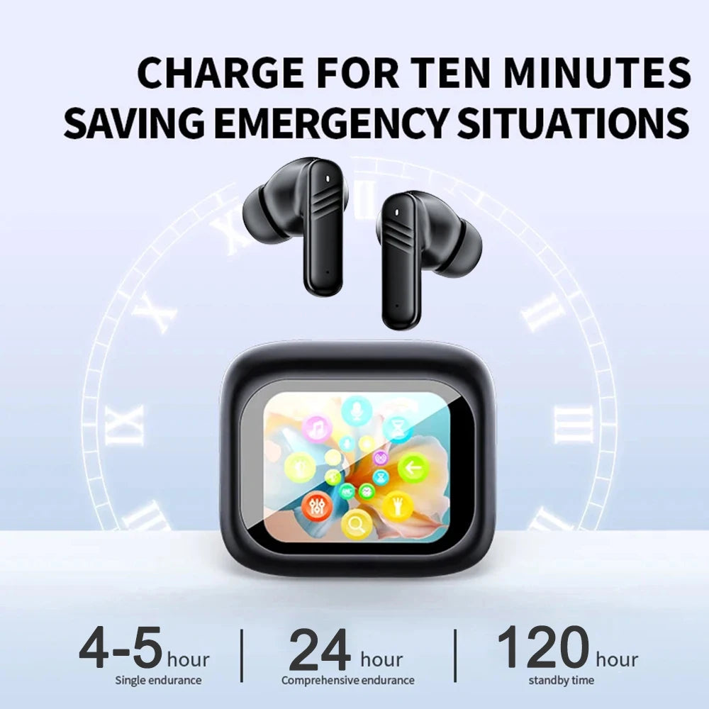 Wireless Earbuds With Touch Screen In-Ear Earphone ANC Noise Cancellation Long Battery ENC Mic Compatible For IOS Android