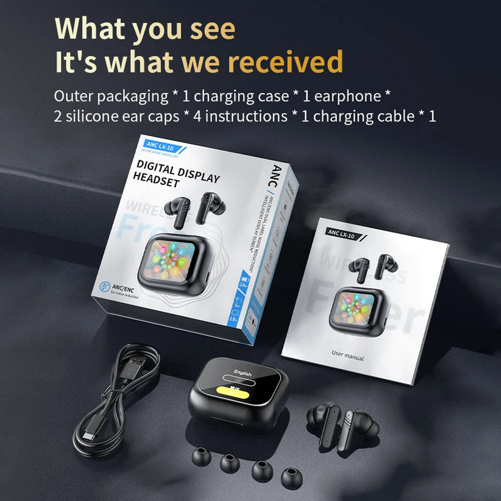 Wireless Earbuds With Touch Screen In-Ear Earphone ANC Noise Cancellation Long Battery ENC Mic Compatible For IOS Android