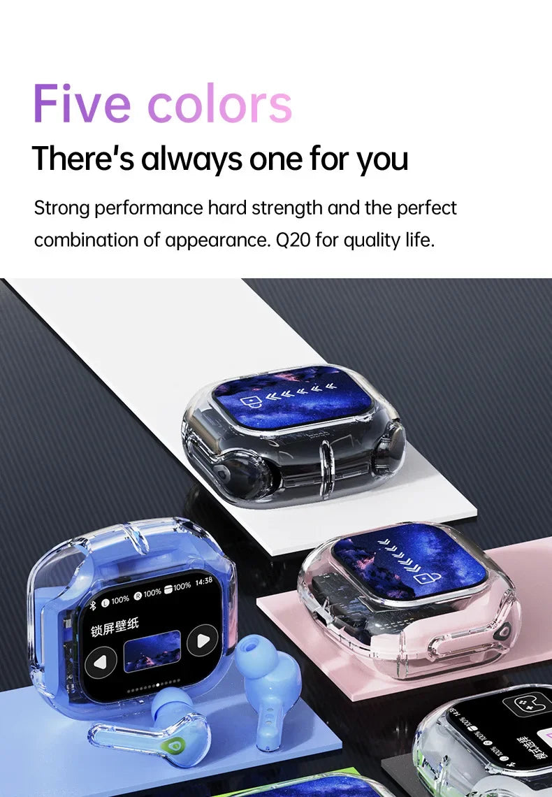 True Wireless Bluetooth Earbuds 5.4 Earphones ANC Noise Reduction Stereo Bass HD Mic Gamer Headset with LED Touch Screen Control