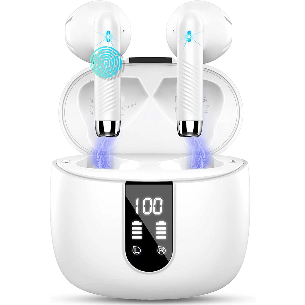 HE050A Wireless Earbuds, Bluetooth 5.3, 4 ENC Noise Canceling Mic, 40H LED Display Charging Case, IP7 Waterproof in-Ear Earbuds.
