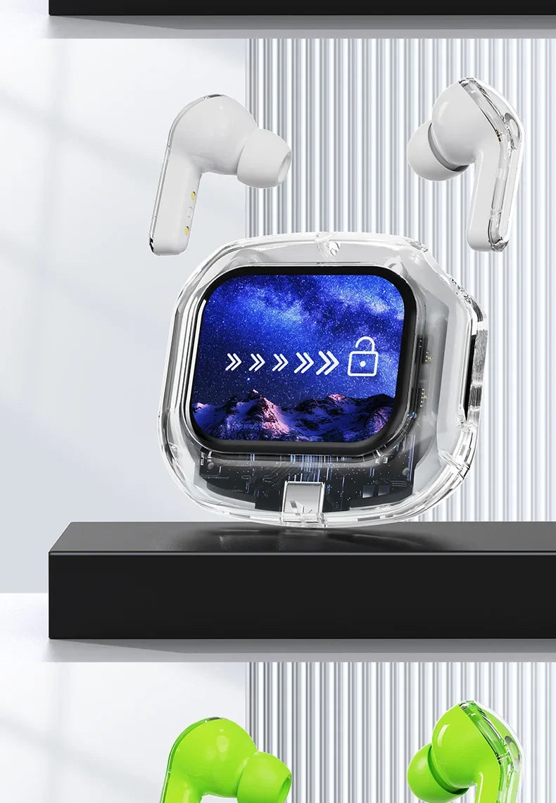 True Wireless Bluetooth Earbuds 5.4 Earphones ANC Noise Reduction Stereo Bass HD Mic Gamer Headset with LED Touch Screen Control