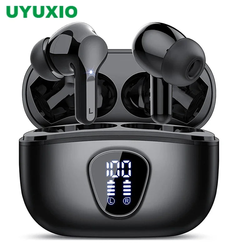 Wireless Ear Buds BT5.4 with LED Display IP7 Earphones HiFi Stereo Earbuds ENC Noise Cancelling Headphones with 48H Play Time