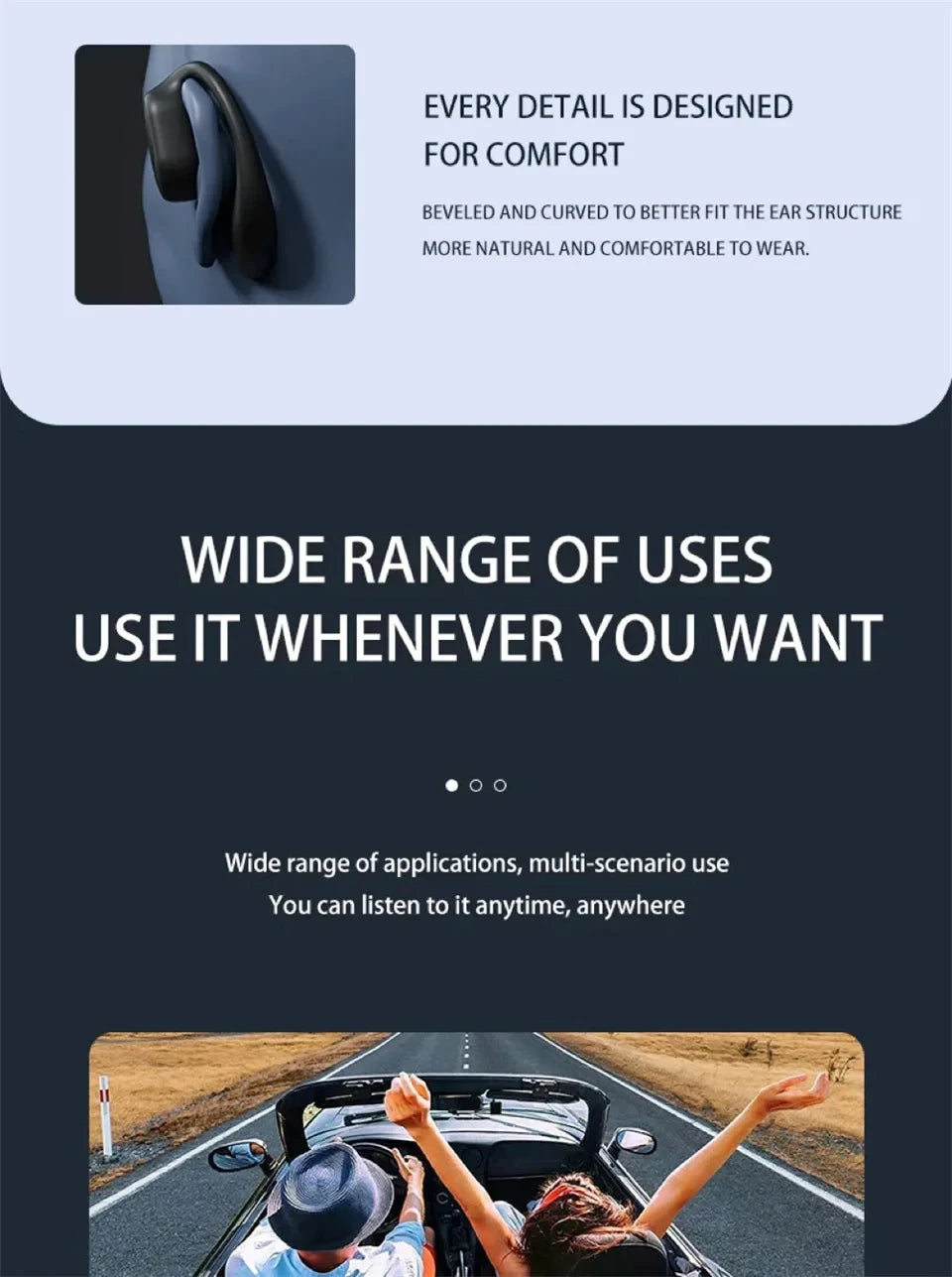 Wireless Single Ear Buds with Earhooks Bt 5.3 Earpiece Sports Headphones Over-Ear Running Workout Wrap-Around Earbuds