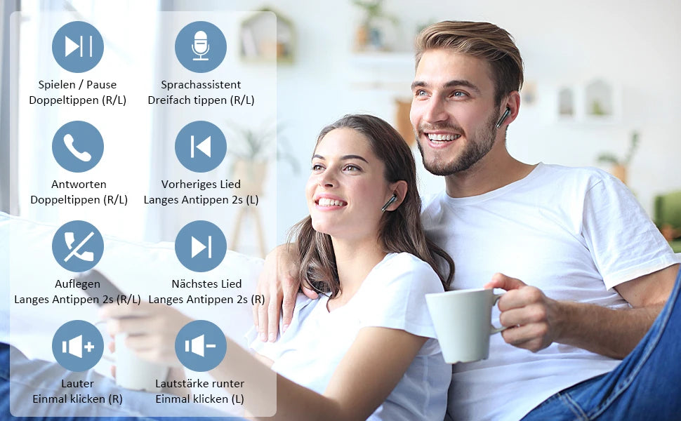 HE050A Wireless Earbuds, Bluetooth 5.3, 4 ENC Noise Canceling Mic, 40H LED Display Charging Case, IP7 Waterproof in-Ear Earbuds.