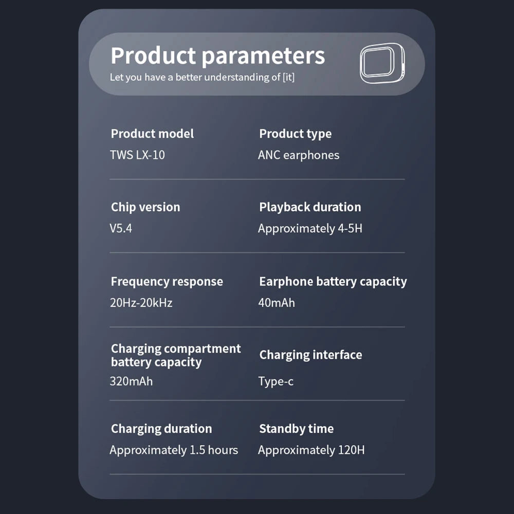 Wireless Earbuds With Touch Screen In-Ear Earphone ANC Noise Cancellation Long Battery ENC Mic Compatible For IOS Android